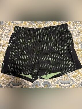 Gymshark 5” Black & Lime Triangle Performance Running Shorts Size XXXL